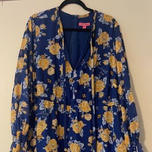 Betsey Johnson X Dia & Co collab blue and yellow floral dress. Size 22